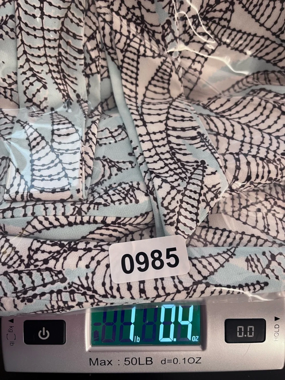 H&M Bandeau Belted Jumpsuit Size 4  Wide Leg Crop Spring Light Blue Leaf Print - Picture 14 of 14